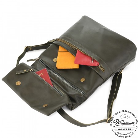  Женский кожаный рюкзак "Артемида" (хаки гладкая кожа)